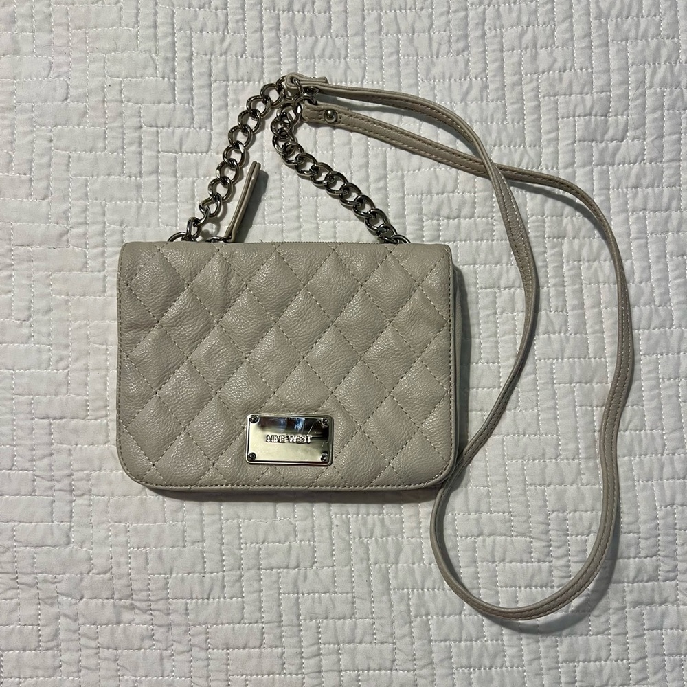 Nine West Quilted Beige/Gray Women’s Crossbody Bag